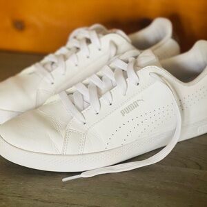 Puma White and Silver Sneakers